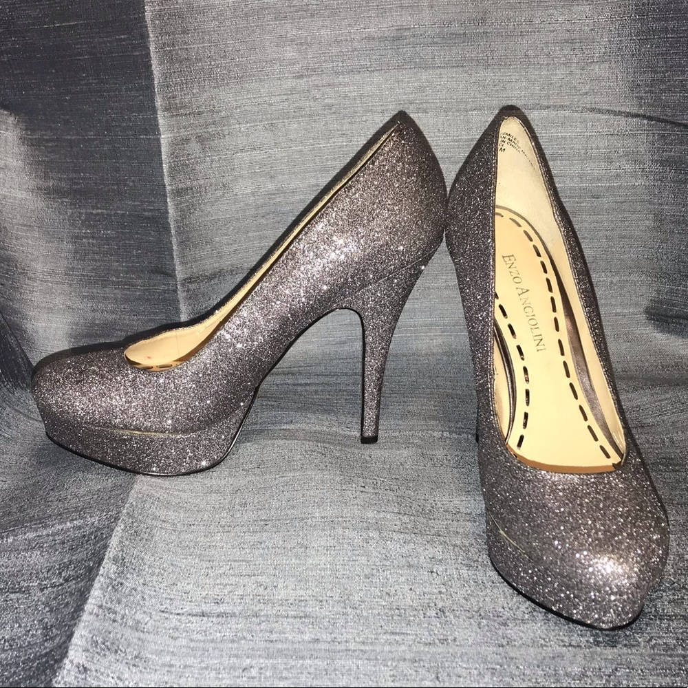 Enzo Angiolini Purple Glitter Platform Heels Sz 5